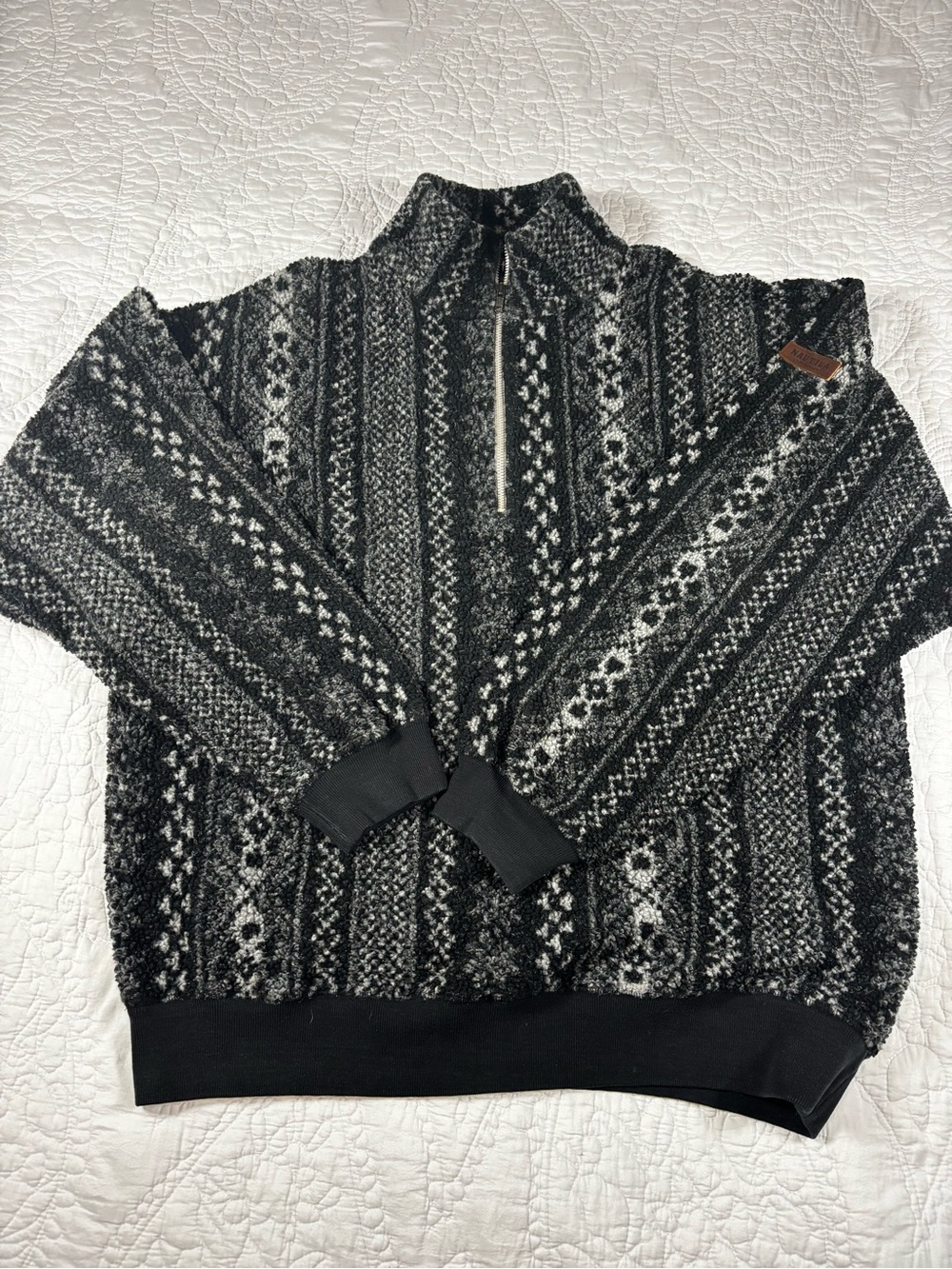 Women’s Nautica Black & White Patterned Half-Zip Sweater